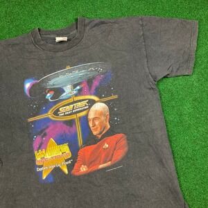 Vintage Star Trek The Next Generation Shirt Mens XL Black 2000 Captain Picard